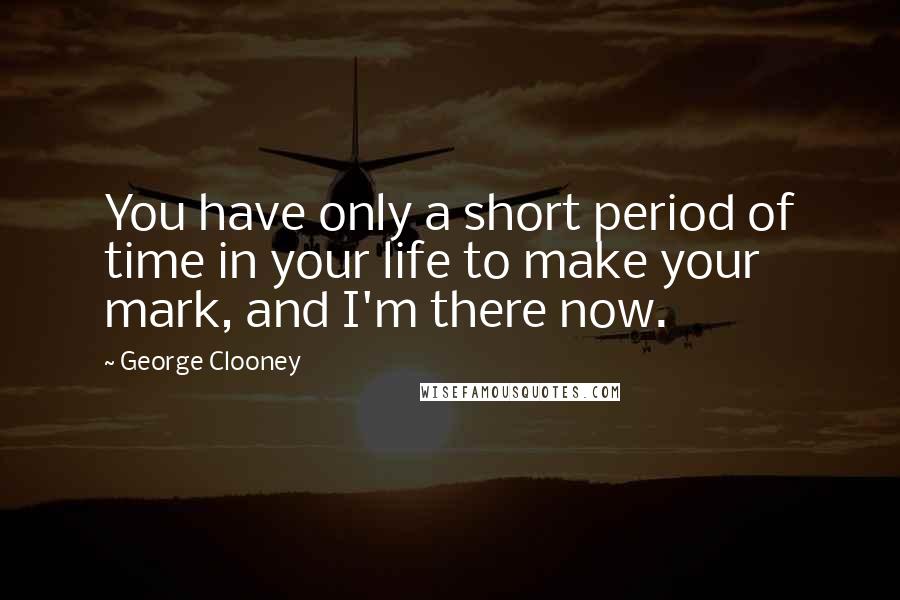 George Clooney Quotes: You have only a short period of time in your life to make your mark, and I'm there now.