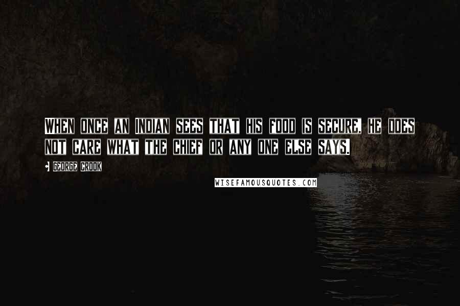 George Crook Quotes: When once an Indian sees that his food is secure, he does not care what the chief or any one else says.