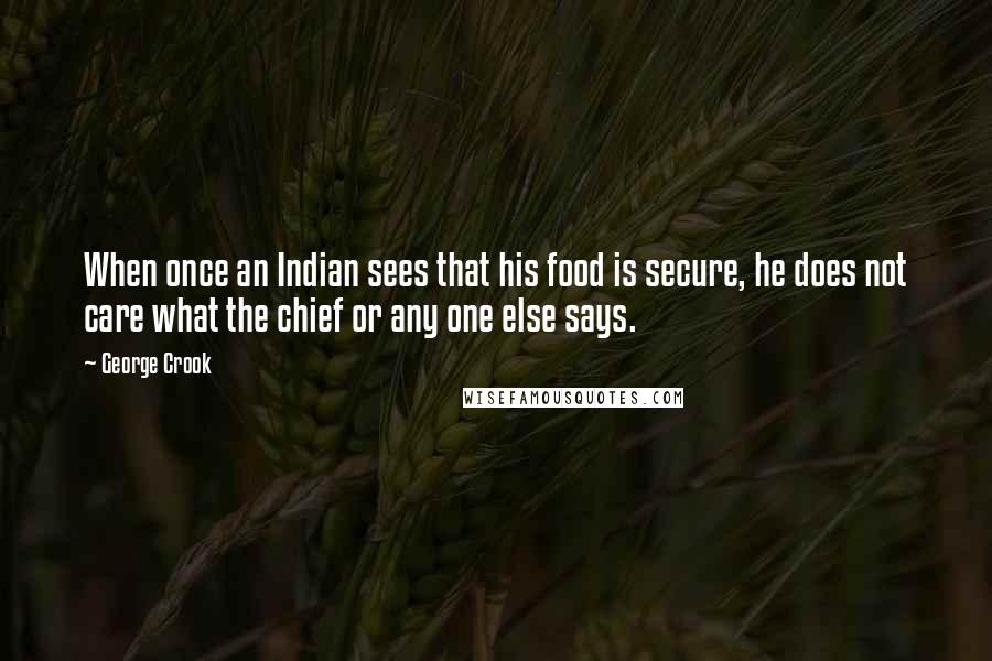 George Crook Quotes: When once an Indian sees that his food is secure, he does not care what the chief or any one else says.