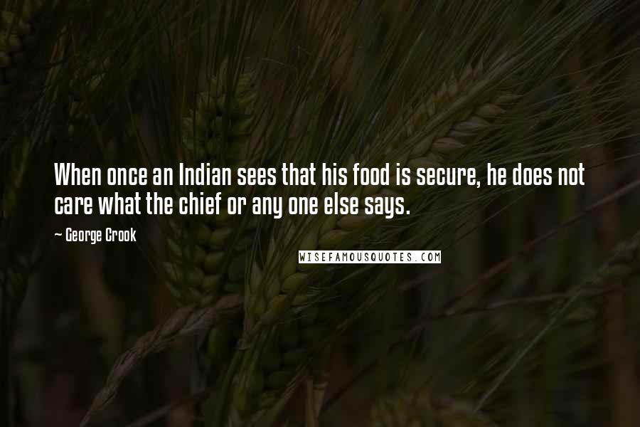 George Crook Quotes: When once an Indian sees that his food is secure, he does not care what the chief or any one else says.