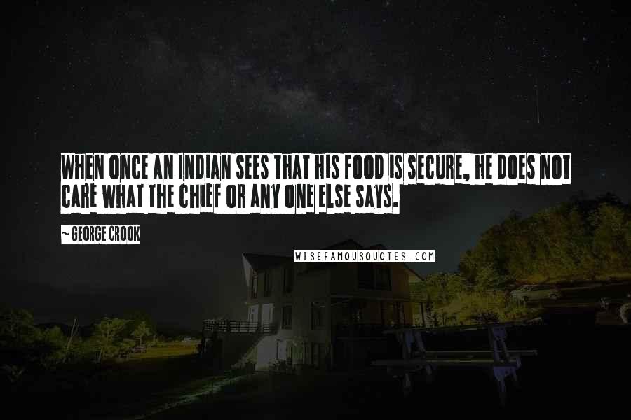 George Crook Quotes: When once an Indian sees that his food is secure, he does not care what the chief or any one else says.