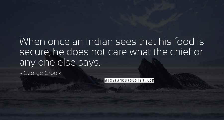 George Crook Quotes: When once an Indian sees that his food is secure, he does not care what the chief or any one else says.