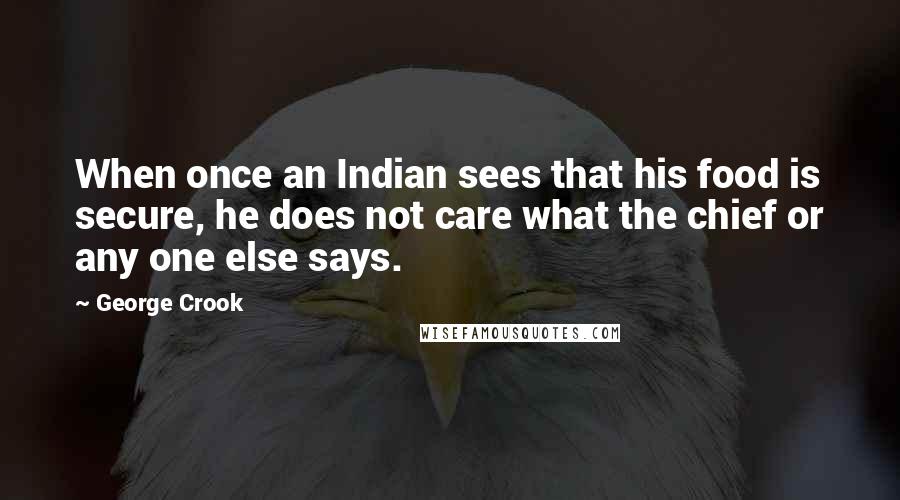 George Crook Quotes: When once an Indian sees that his food is secure, he does not care what the chief or any one else says.