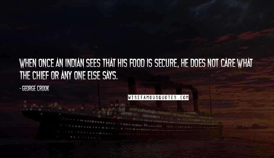 George Crook Quotes: When once an Indian sees that his food is secure, he does not care what the chief or any one else says.