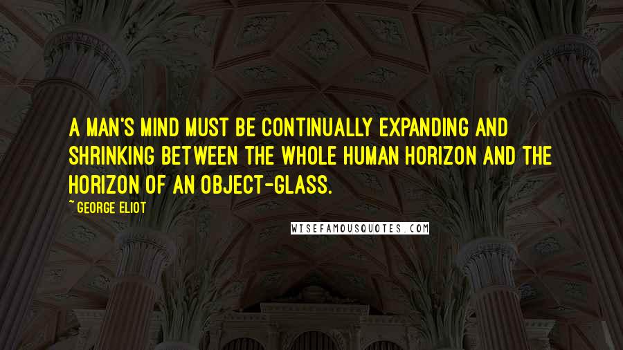 George Eliot Quotes: A man's mind must be continually expanding and shrinking between the whole human horizon and the horizon of an object-glass.