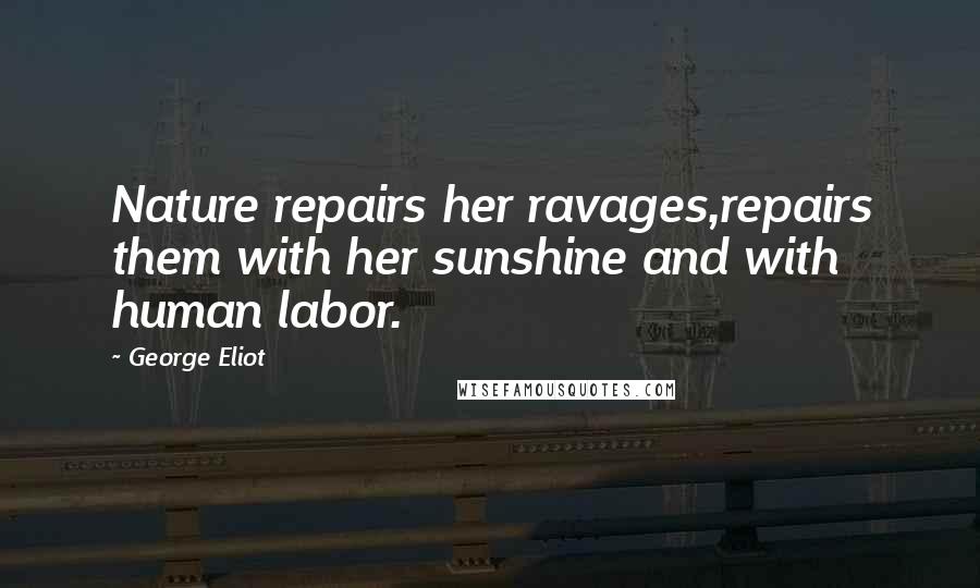 George Eliot Quotes: Nature repairs her ravages,repairs them with her sunshine and with human labor.