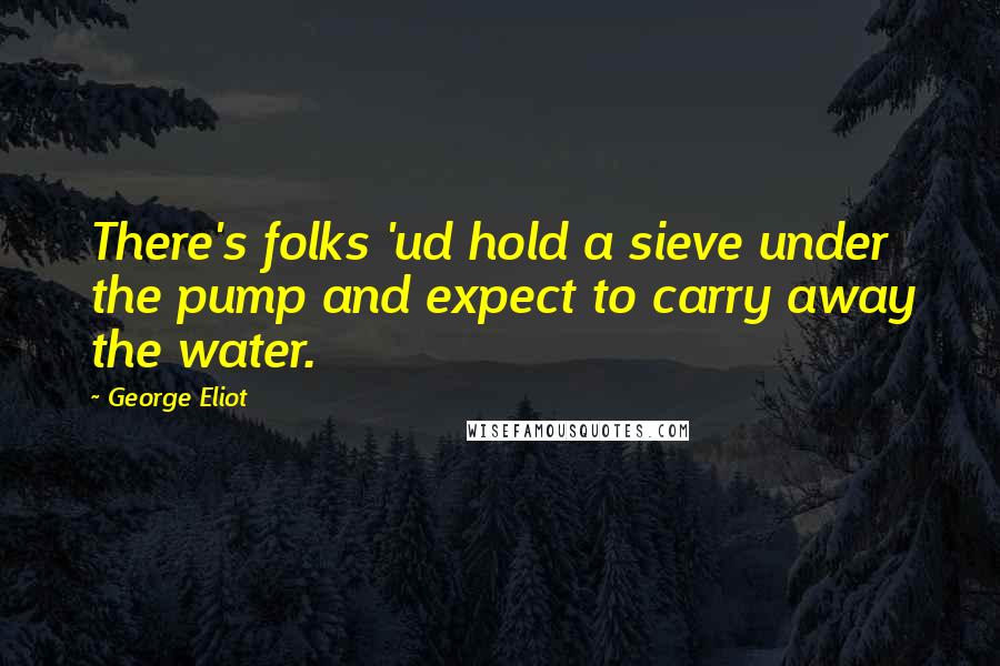 George Eliot Quotes: There's folks 'ud hold a sieve under the pump and expect to carry away the water.