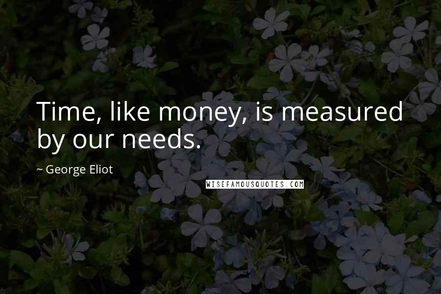 George Eliot Quotes: Time, like money, is measured by our needs.