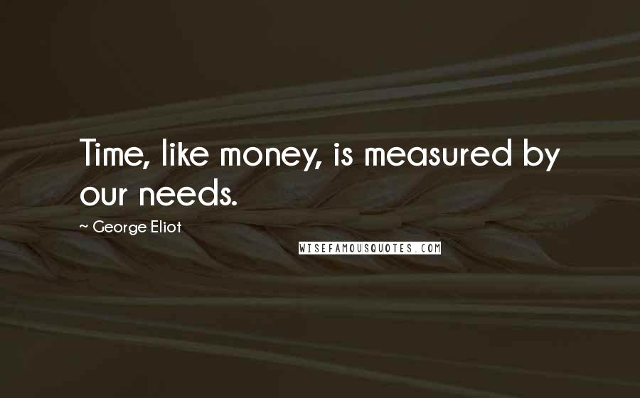 George Eliot Quotes: Time, like money, is measured by our needs.