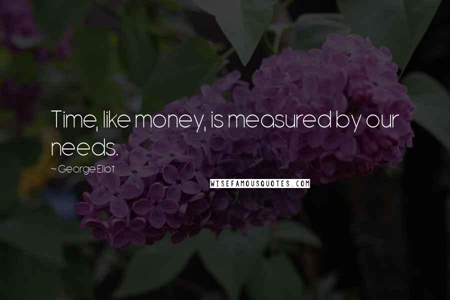 George Eliot Quotes: Time, like money, is measured by our needs.