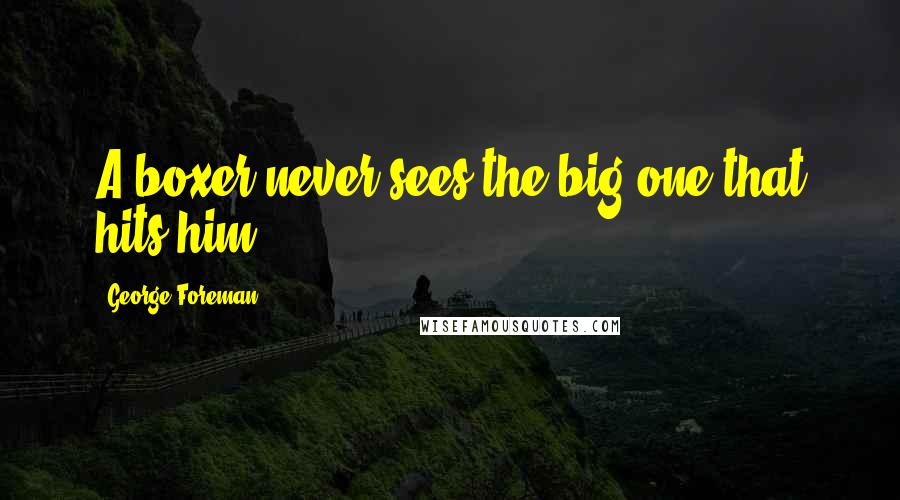 George Foreman Quotes: A boxer never sees the big one that hits him.