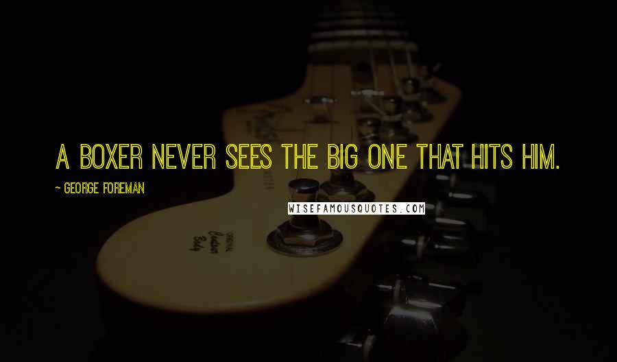 George Foreman Quotes: A boxer never sees the big one that hits him.