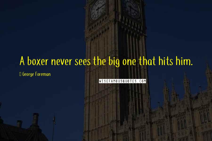 George Foreman Quotes: A boxer never sees the big one that hits him.