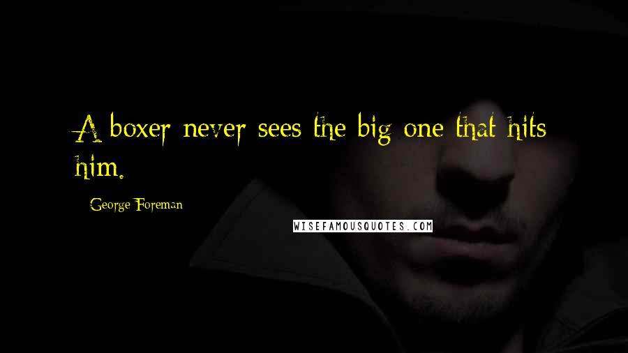 George Foreman Quotes: A boxer never sees the big one that hits him.