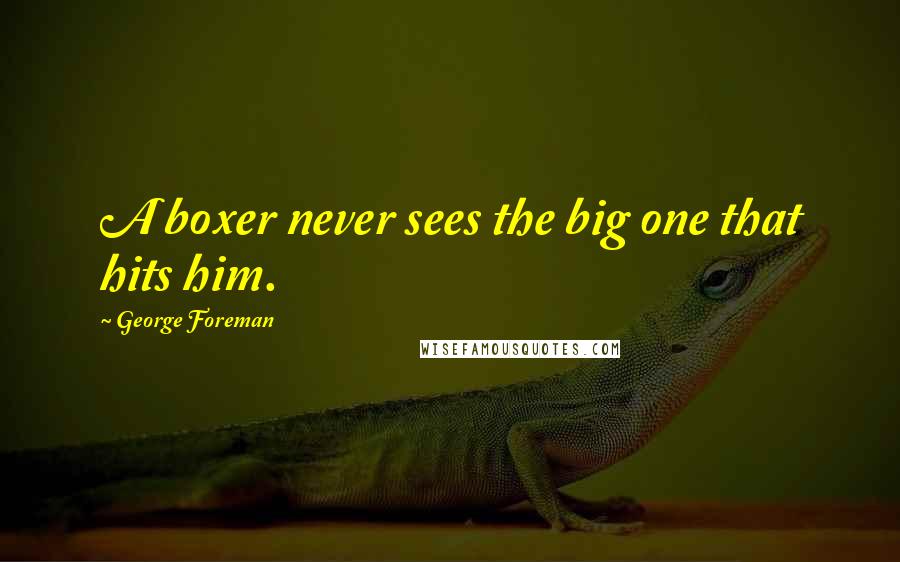 George Foreman Quotes: A boxer never sees the big one that hits him.