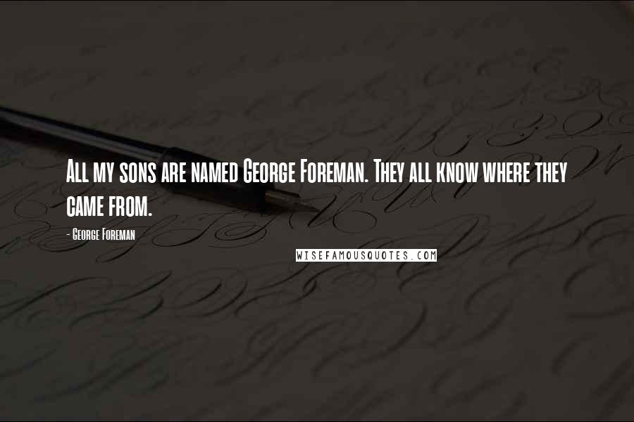 George Foreman Quotes: All my sons are named George Foreman. They all know where they came from.