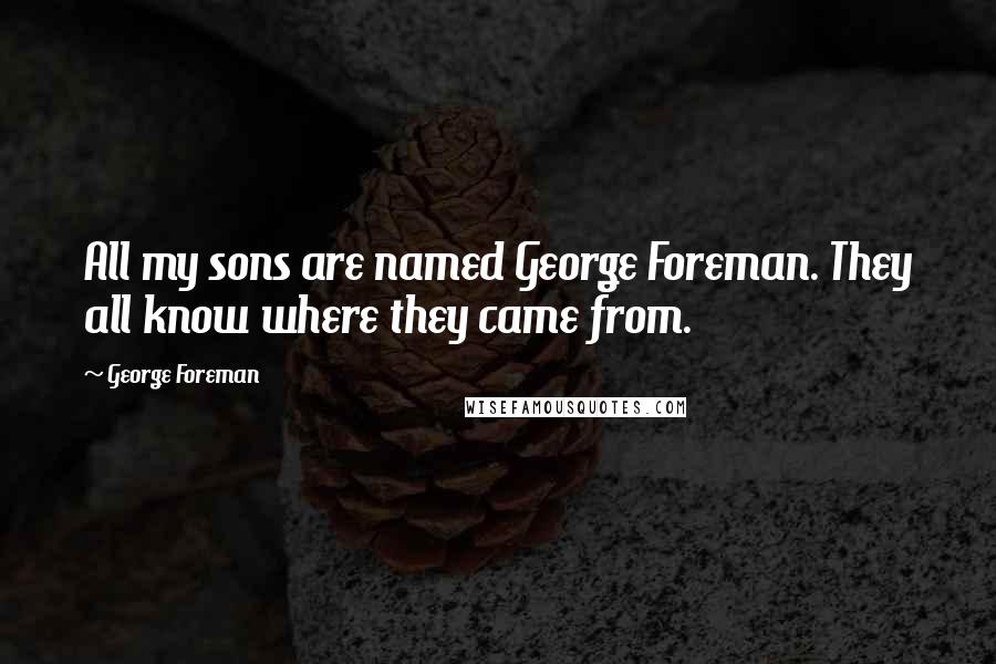 George Foreman Quotes: All my sons are named George Foreman. They all know where they came from.