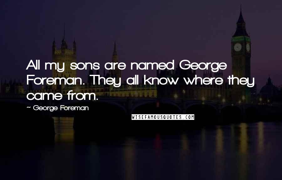 George Foreman Quotes: All my sons are named George Foreman. They all know where they came from.