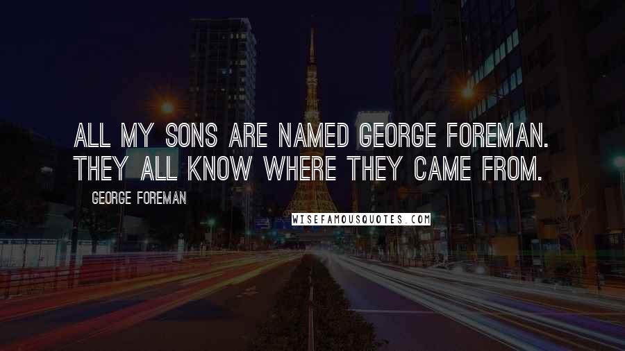 George Foreman Quotes: All my sons are named George Foreman. They all know where they came from.