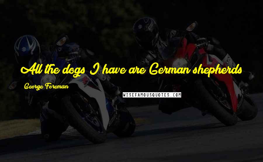 George Foreman Quotes: All the dogs I have are German shepherds from Germany, and I fly them back to Germany to show them.