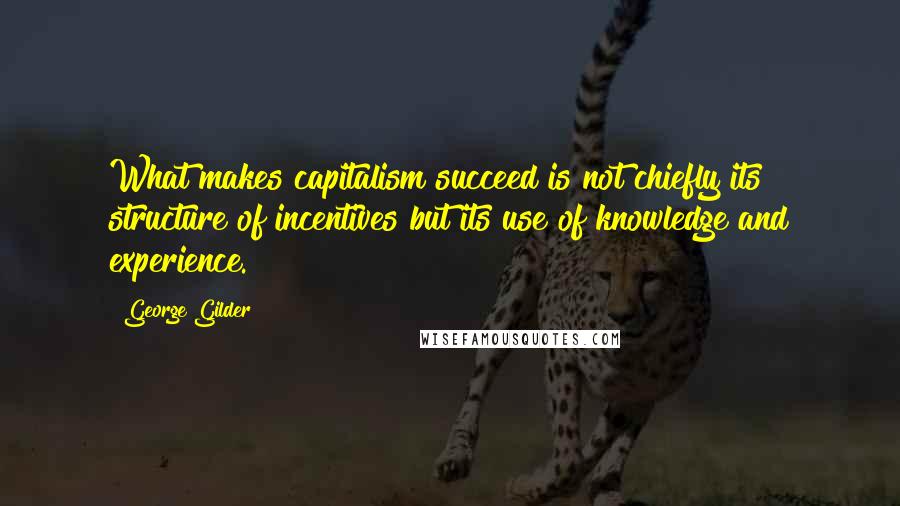 George Gilder Quotes: What makes capitalism succeed is not chiefly its structure of incentives but its use of knowledge and experience.