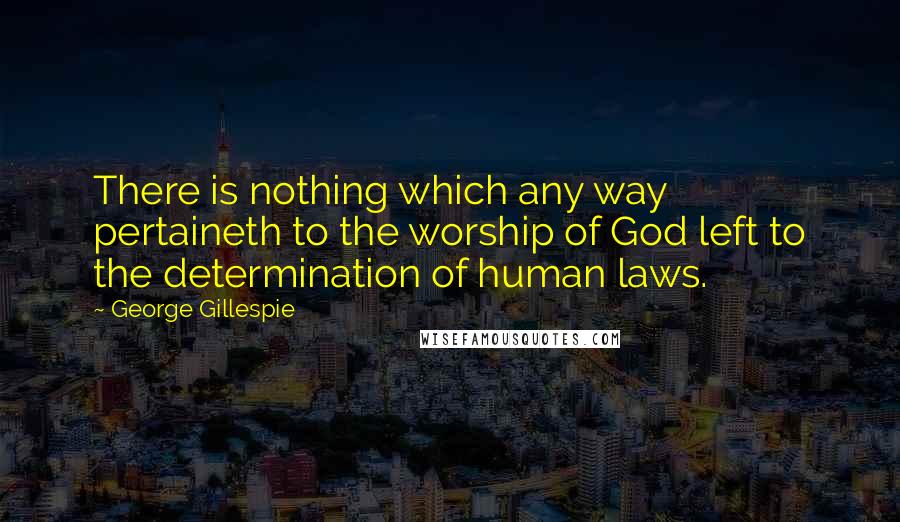 George Gillespie Quotes: There is nothing which any way pertaineth to the worship of God left to the determination of human laws.