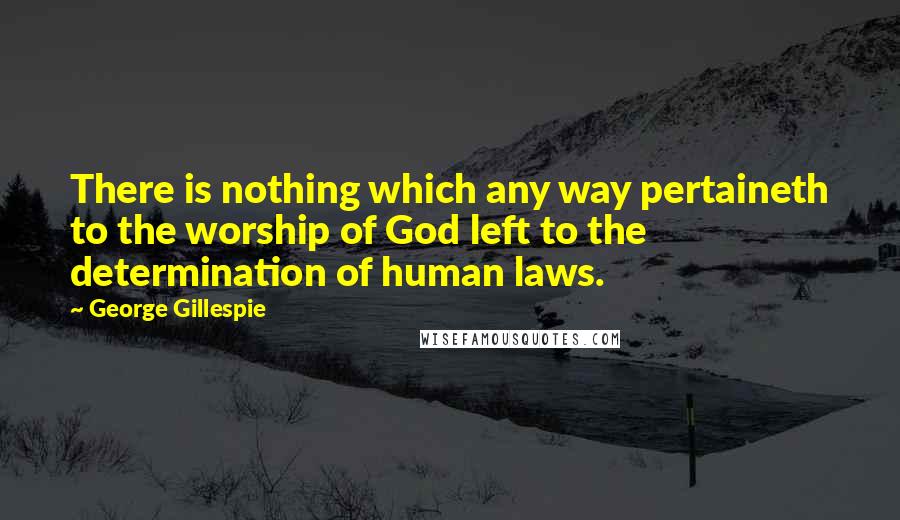 George Gillespie Quotes: There is nothing which any way pertaineth to the worship of God left to the determination of human laws.