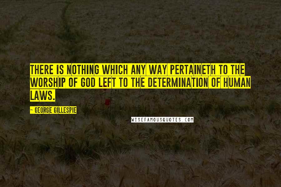 George Gillespie Quotes: There is nothing which any way pertaineth to the worship of God left to the determination of human laws.
