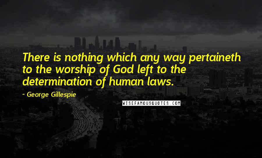 George Gillespie Quotes: There is nothing which any way pertaineth to the worship of God left to the determination of human laws.