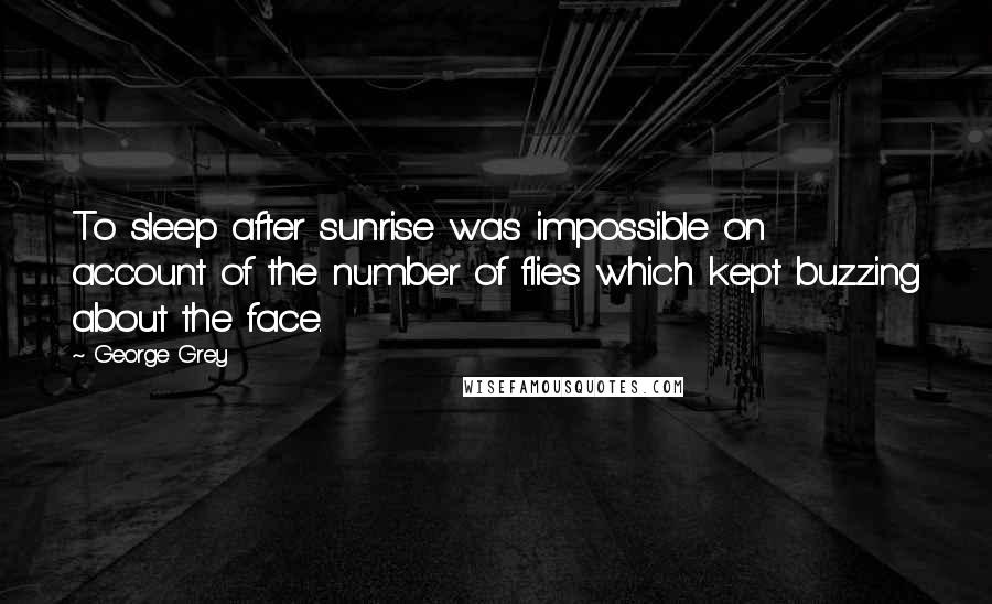 George Grey Quotes: To sleep after sunrise was impossible on account of the number of flies which kept buzzing about the face.