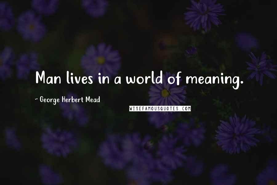 George Herbert Mead Quotes: Man lives in a world of meaning.