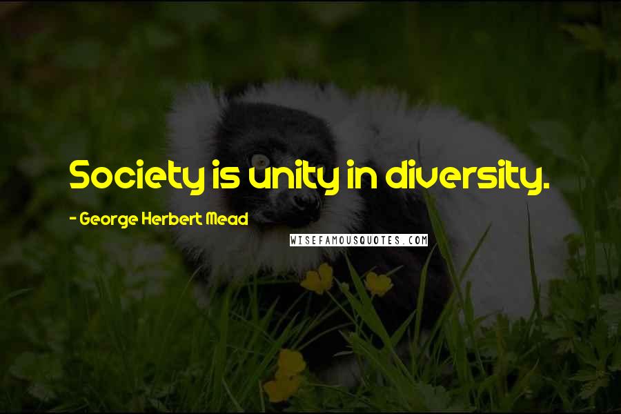 George Herbert Mead Quotes: Society is unity in diversity.