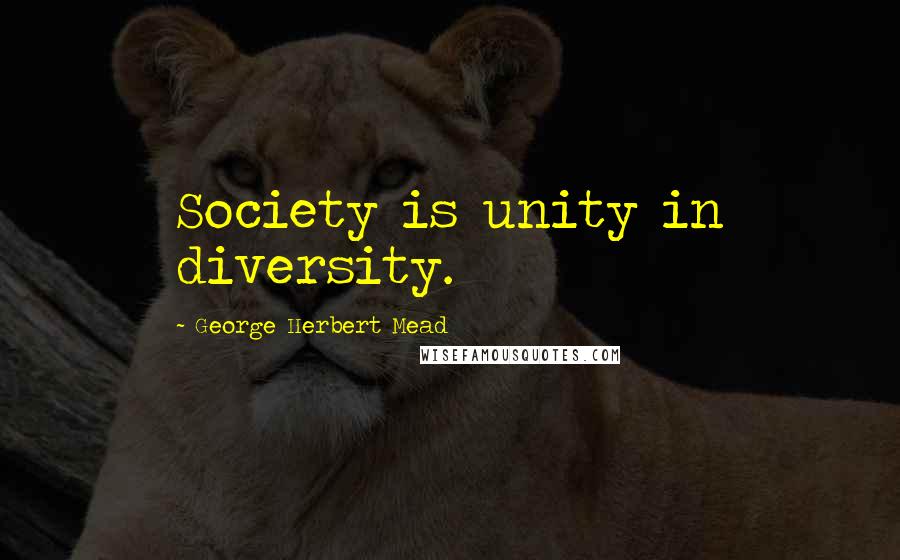 George Herbert Mead Quotes: Society is unity in diversity.