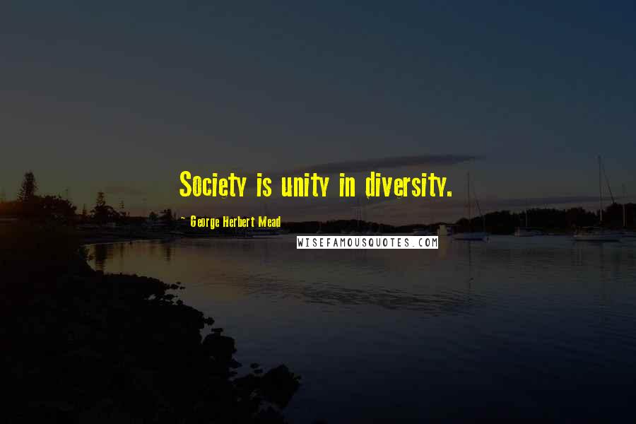 George Herbert Mead Quotes: Society is unity in diversity.