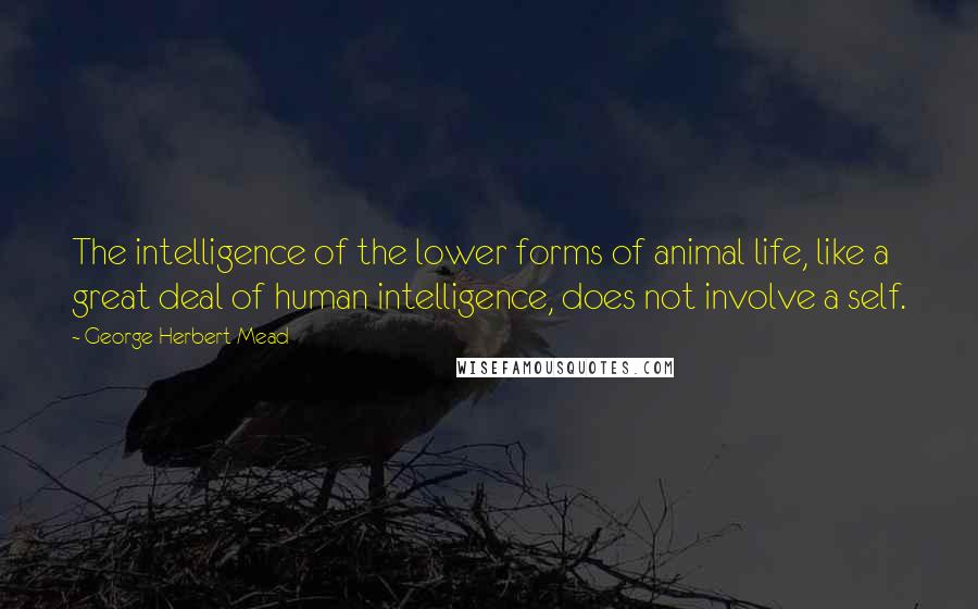 George Herbert Mead Quotes: The intelligence of the lower forms of animal life, like a great deal of human intelligence, does not involve a self.
