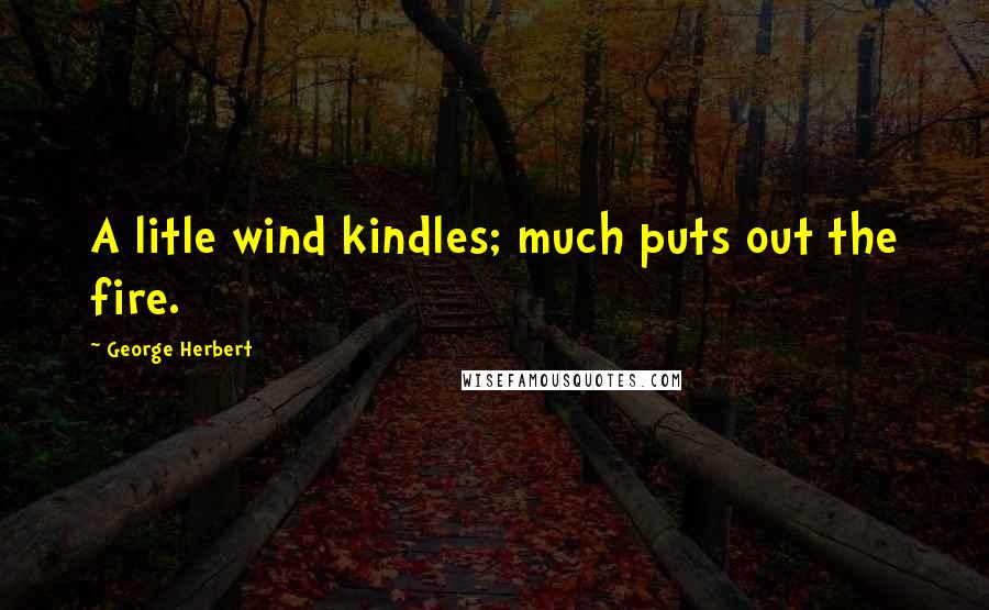 George Herbert Quotes: A litle wind kindles; much puts out the fire.