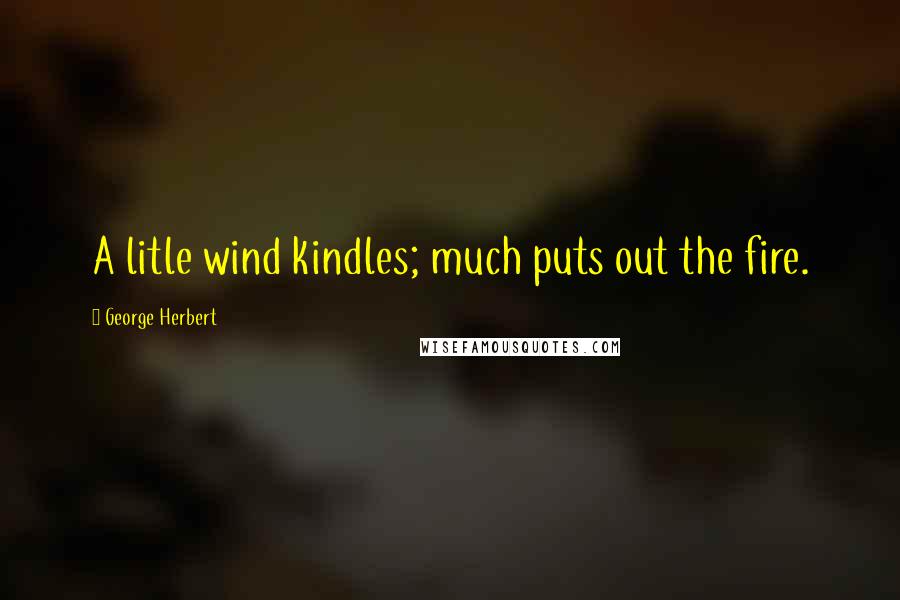 George Herbert Quotes: A litle wind kindles; much puts out the fire.