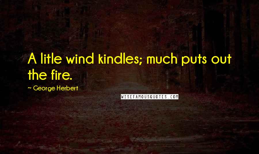 George Herbert Quotes: A litle wind kindles; much puts out the fire.