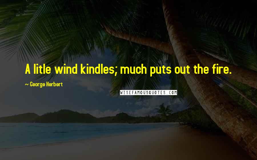 George Herbert Quotes: A litle wind kindles; much puts out the fire.