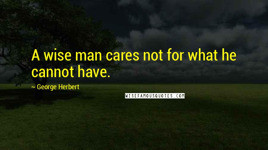 George Herbert Quotes: A wise man cares not for what he cannot have.