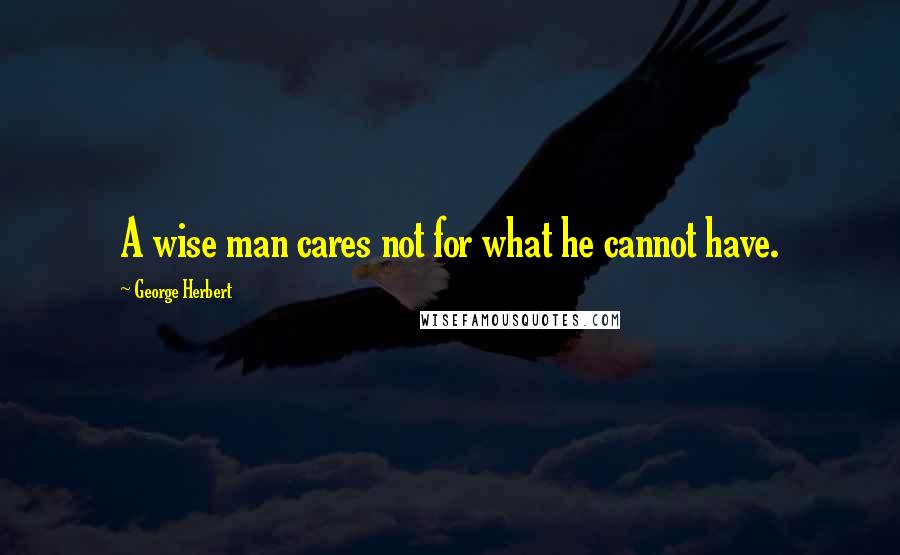 George Herbert Quotes: A wise man cares not for what he cannot have.
