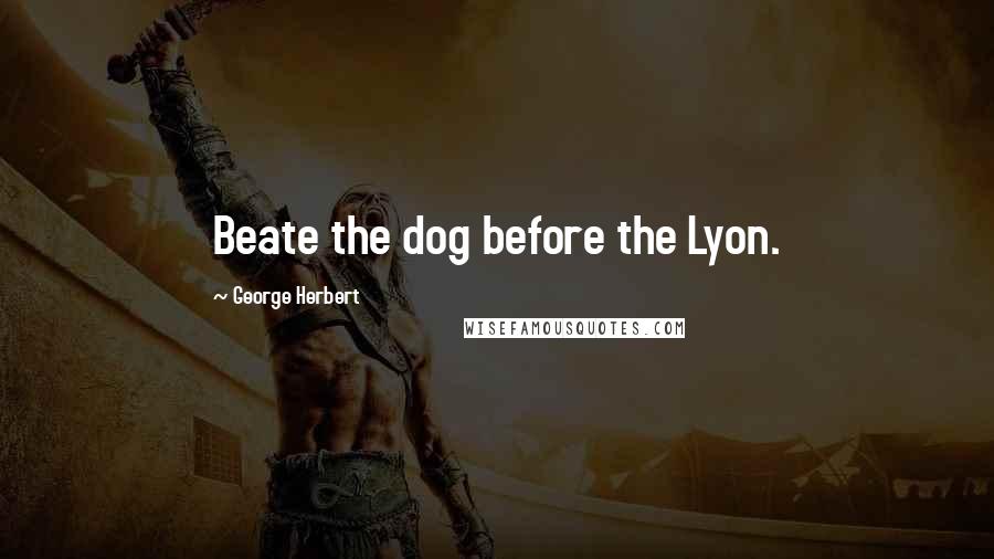 George Herbert Quotes: Beate the dog before the Lyon.