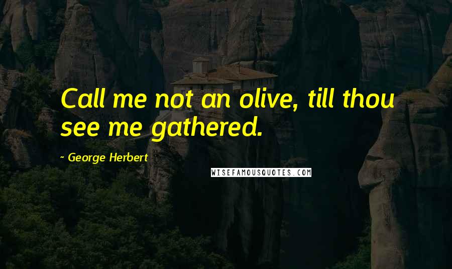 George Herbert Quotes: Call me not an olive, till thou see me gathered.