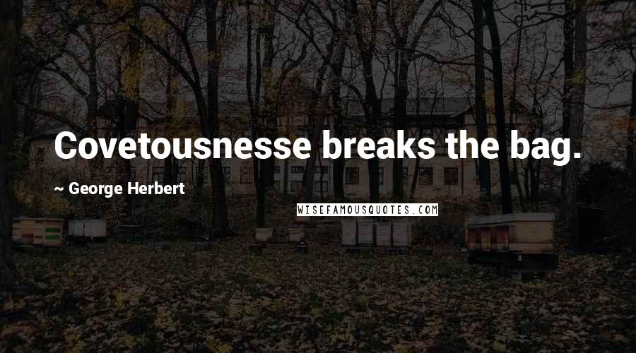 George Herbert Quotes: Covetousnesse breaks the bag.