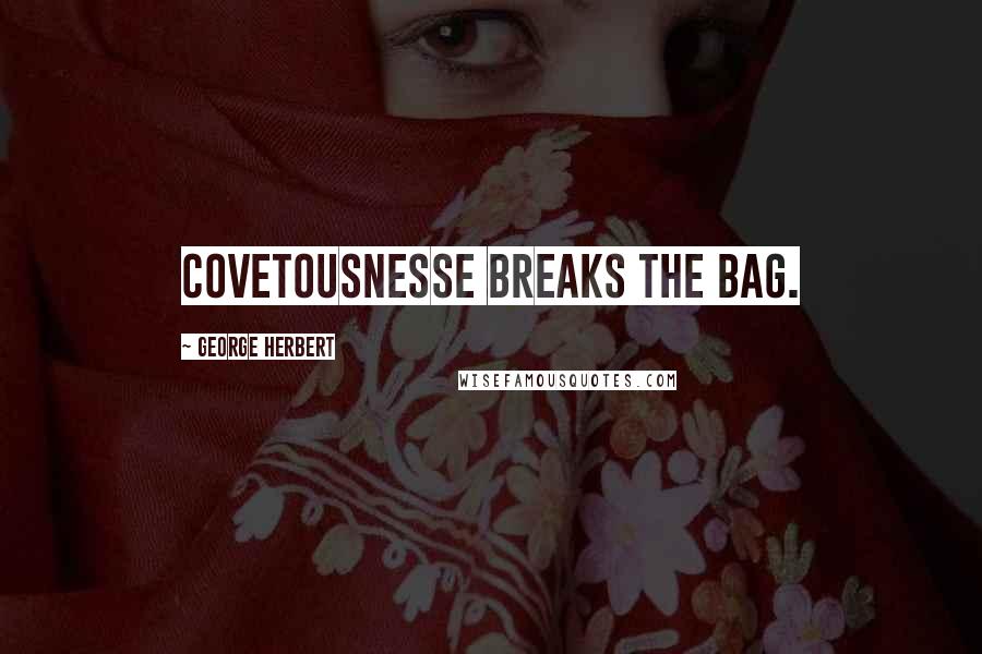 George Herbert Quotes: Covetousnesse breaks the bag.