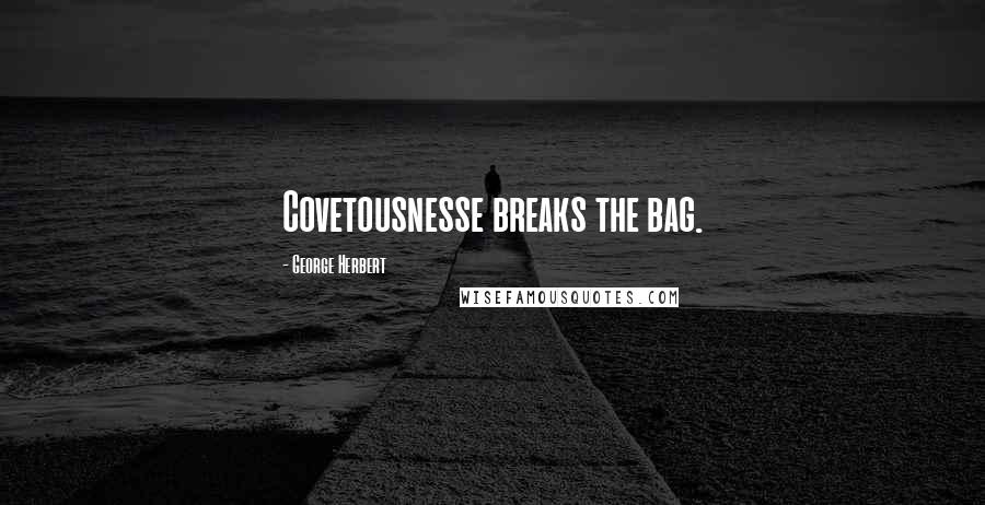 George Herbert Quotes: Covetousnesse breaks the bag.