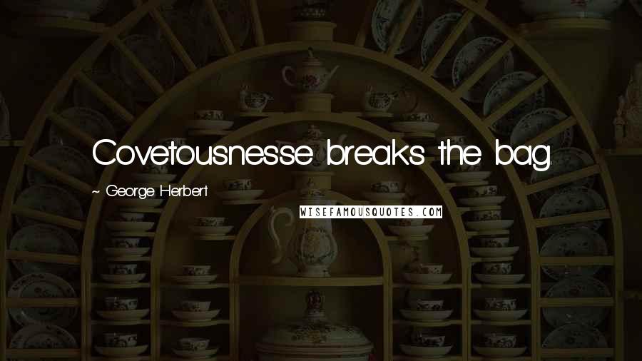 George Herbert Quotes: Covetousnesse breaks the bag.