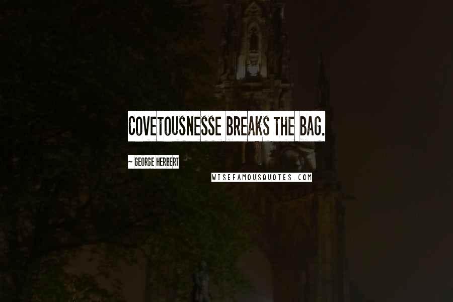 George Herbert Quotes: Covetousnesse breaks the bag.