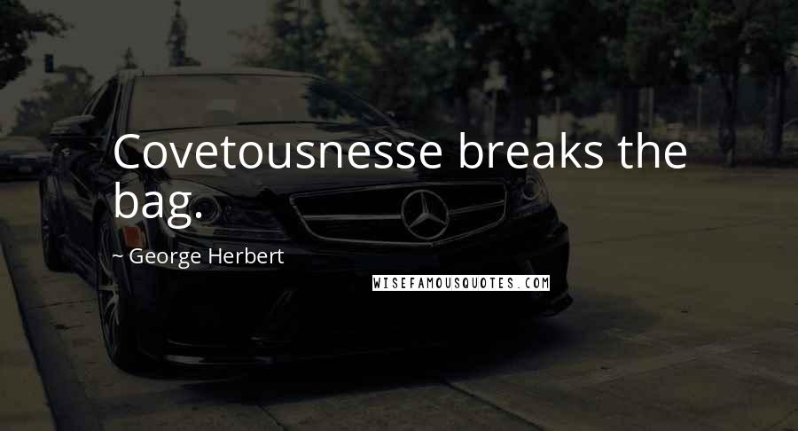 George Herbert Quotes: Covetousnesse breaks the bag.