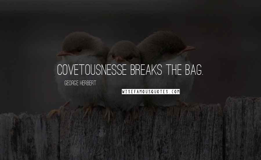 George Herbert Quotes: Covetousnesse breaks the bag.